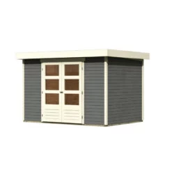 Abri De Jardin En Bois Massif Gris Terre 6,55m² Askola 4 - Karibu -Outdoor Soldes abri de jardin en bois massif gris terre 655m askola 4 woodfeeling 3