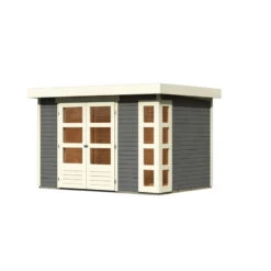 Abri De Jardin En Bois Massif Gris Terre 6,55m² Kerko 4 – Karibu -Outdoor Soldes abri de jardin en bois massif gris terre 655m kerko 4 woodfeeling 2