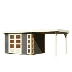 Abri De Jardin En Bois Massif Gris Terre 7,43m² Kerko 5 Avec Appentis 240cm – Karibu 8 Abri De Jardin En Bois Massif Gris Terre 7,43m² Kerko 5 Avec Appentis 240cm – Karibu -Outdoor Soldes abri de jardin en bois massif gris terre 743m kerko 5 avec appentis 240cm woodfeeling 2