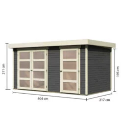 Abri De Jardin En Bois Massif Gris Terre 8,77m² Avec Cloison Intérieure Mühlentrup 1 – Karibu -Outdoor Soldes abri de jardin en bois massif gris terre 877m avec cloison interieure muhlentrup 1 woodfeeling 2