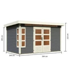 Abri De Jardin En Bois Massif Gris Terre 8,88m² Kastorf 7 – Karibu -Outdoor Soldes abri de jardin en bois massif gris terre 888m kastorf 7 karibu 3