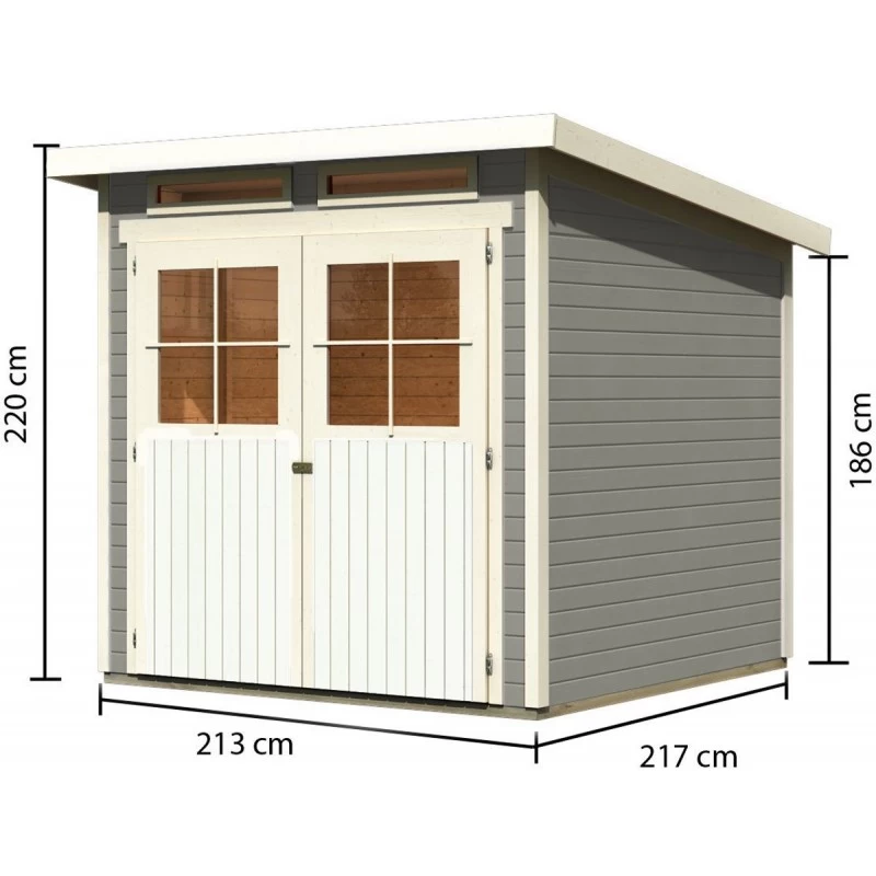 Abri De Jardin En Bois Vitrifié Gris 19mm 4.62m² Glücksburg 3 - Karibu 2 Abri De Jardin En Bois Vitrifié Gris 19mm 4.62m² Glücksburg 3 - Karibu – Image 2