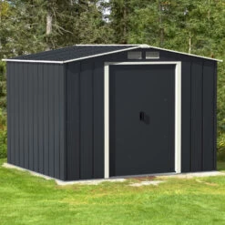Abri De Jardin En Métal Anthracite 6,34m² - DURAMAX + Kit D'ancrage