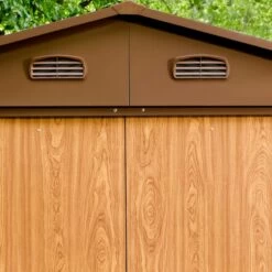 Abri De Jardin En Métal Aspect Bois 4,6m² + Kit D'ancrage - X-METAL -Outdoor Soldes abri de jardin en metal aspect bois 46m kit d ancrage x metal 3