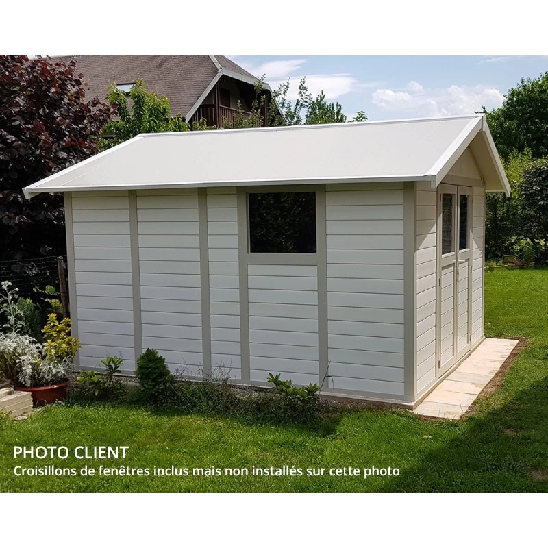 Abri De Jardin En PVC 11,2m² DECO Blanc Et Gris Vert Grosfillex + Kit Ancrage Offert 3 Abri De Jardin En PVC 11,2m² DECO Blanc Et Gris Vert Grosfillex + Kit Ancrage Offert – Image 3