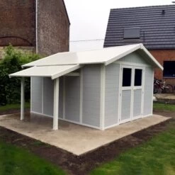 Abri De Jardin En PVC 11,2m² DECO Gris Clair Et Blanc Grosfillex + Kit Ancrage Offert -Outdoor Soldes abri de jardin en pvc 112m deco gris clair et blanc grosfillex 2