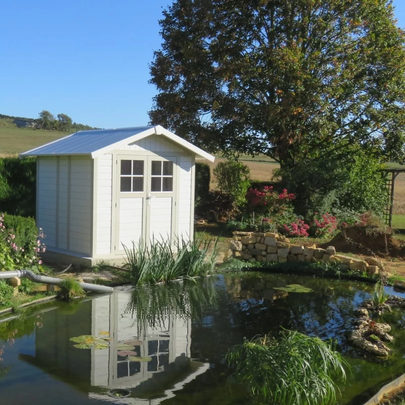 Abri De Jardin En PVC 4,9m² DECO Blanc Et Gris Vert Grosfillex + Kit Ancrage Offert 2 Abri De Jardin En PVC 4,9m² DECO Blanc Et Gris Vert Grosfillex + Kit Ancrage Offert – Image 2