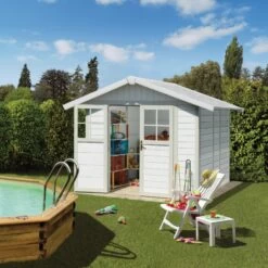 Abri De Jardin En PVC 4,9m² DECO Blanc Et Gris Vert Grosfillex + Kit Ancrage Offert 8 Abri De Jardin En PVC 4,9m² DECO Blanc Et Gris Vert Grosfillex + Kit Ancrage Offert -Outdoor Soldes abri de jardin en pvc 49m deco blanc et gris vert grosfillex 2
