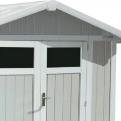 Abri De Jardin En PVC 4,9m² UTILITY Blanc Et Gris Bleu Grosfillex + Kit Ancrage Offert -Outdoor Soldes abri de jardin en pvc 49m utility blanc et gris bleu grosfillex 5