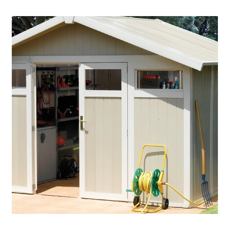 Abri De Jardin En PVC 7,53m² UTILITY Blanc Et Gris Vert Grosfillex + Kit Ancrage Offert 2 Abri De Jardin En PVC 7,53m² UTILITY Blanc Et Gris Vert Grosfillex + Kit Ancrage Offert – Image 2