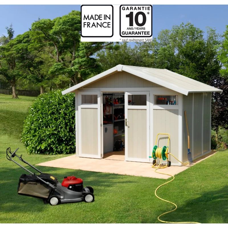 Abri De Jardin En PVC 7,53m² UTILITY Blanc Et Gris Vert Grosfillex + Kit Ancrage Offert 1 Abri De Jardin En PVC 7,53m² UTILITY Blanc Et Gris Vert Grosfillex + Kit Ancrage Offert