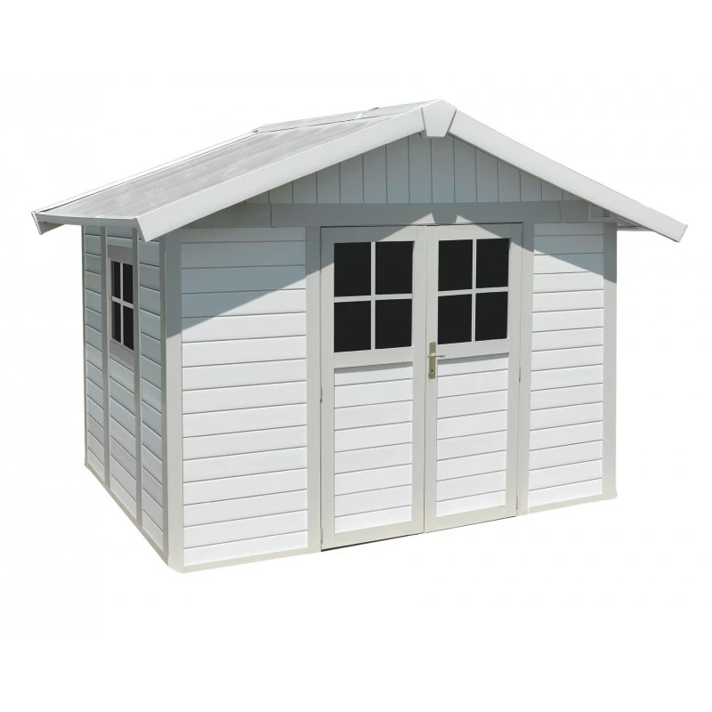 Abri De Jardin En PVC 7,5m² DECO Blanc Et Gris Vert Grosfillex + Kit Ancrage Offert 2 Abri De Jardin En PVC 7,5m² DECO Blanc Et Gris Vert Grosfillex + Kit Ancrage Offert – Image 2