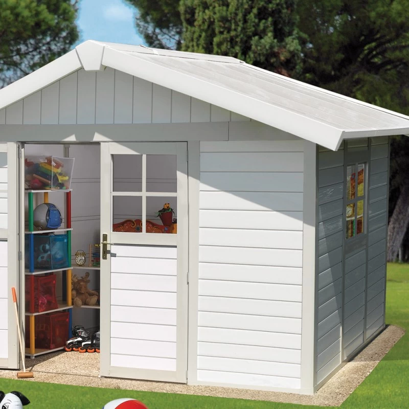 Abri De Jardin En PVC 7,5m² DECO Blanc Et Gris Vert Grosfillex + Kit Ancrage Offert 3 Abri De Jardin En PVC 7,5m² DECO Blanc Et Gris Vert Grosfillex + Kit Ancrage Offert – Image 3