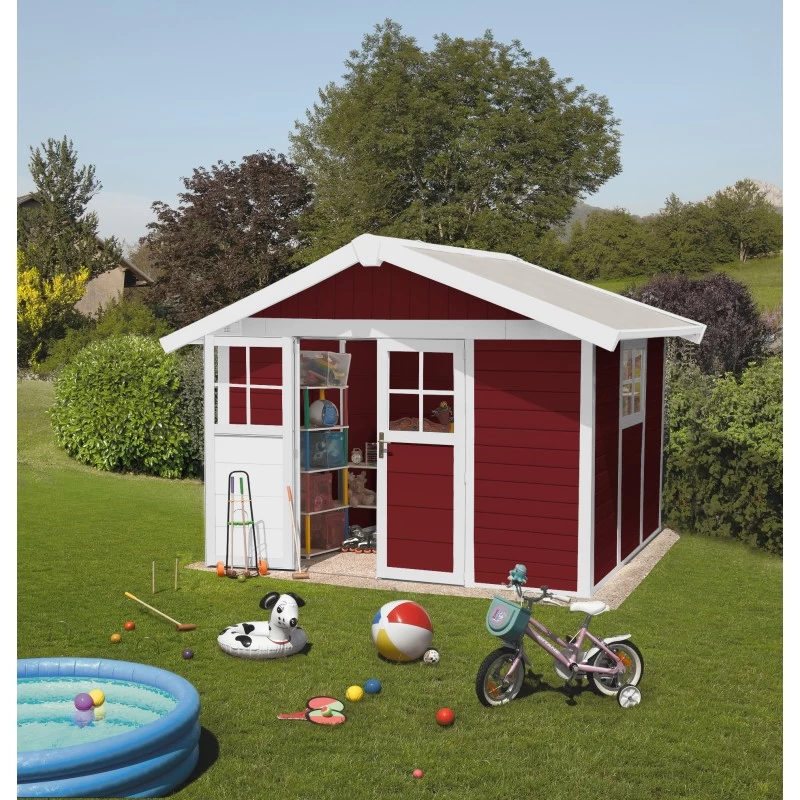Abri De Jardin En PVC 7,5m² DECO Rouge Et Blanc Grosfillex + Kit Ancrage Offert 1 Abri De Jardin En PVC 7,5m² DECO Rouge Et Blanc Grosfillex + Kit Ancrage Offert