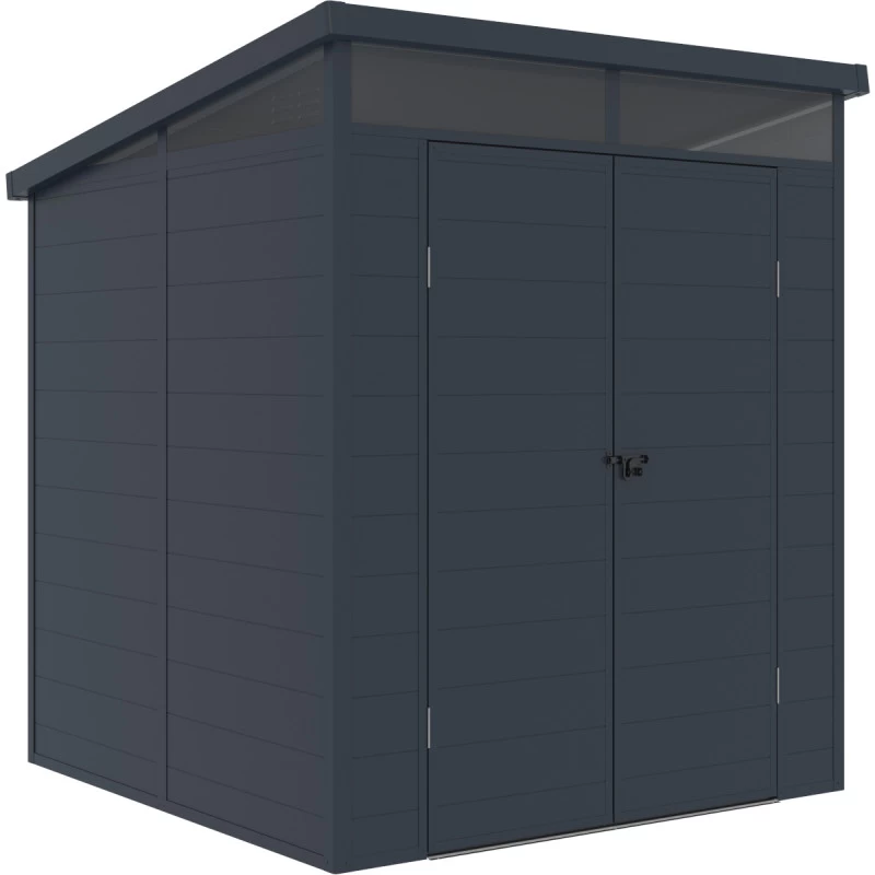 Abri De Jardin En Résine 3,24m² Anthracite Toit Monopente Skylight + Plancher - Jobu 3 Abri De Jardin En Résine 3,24m² Anthracite Toit Monopente Skylight + Plancher - Jobu – Image 3