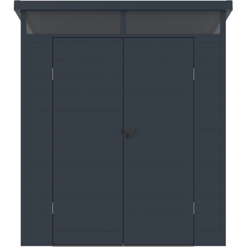 Abri De Jardin En Résine 3,24m² Anthracite Toit Monopente Skylight + Plancher - Jobu 4 Abri De Jardin En Résine 3,24m² Anthracite Toit Monopente Skylight + Plancher - Jobu – Image 4