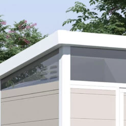 Abri De Jardin En Résine 4,10m² Beige Toit Monopente Skylight + Plancher - Jobu -Outdoor Soldes abri de jardin en resine 410m beige toit monopente skylight plancher jobu 2