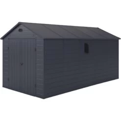 Abri De Jardin En Résine Anthracite 11m² + Kit De Fondation - JOBU