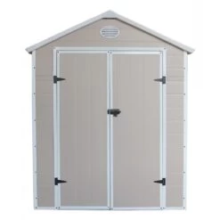 Abri De Jardin En Résine Beige 5,32m² + Kit De Fondation - JOBU -Outdoor Soldes abri de jardin en resine beige 532m kit de fondation jobu 2