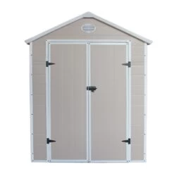 Abri De Jardin En Résine Beige 6,99m² + Kit De Fondation - JOBU -Outdoor Soldes abri de jardin en resine beige 699m kit de fondation jobu 3