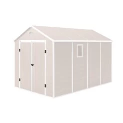 Abri De Jardin En Résine Beige 8,90m² + Kit De Fondation - JOBU