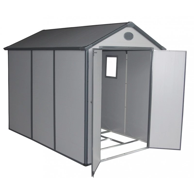 Abri De Jardin En Résine Gris 5,32m² + Kit De Fondation - JOBU 1 Abri De Jardin En Résine Gris 5,32m² + Kit De Fondation - JOBU