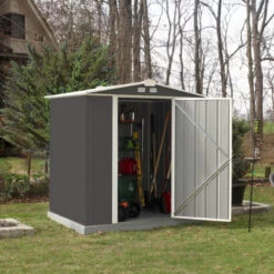 Abri De Jardin EZEE 2,3m² Toit Double Pente En Acier Galvanisé Anthracite Spacemaker