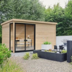 Abri De Jardin Faro 12,25m² En Bois Massif 28mm Avec Double Porte Vitrée - SOLID