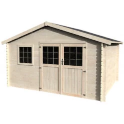 Abri De Jardin Frévent 14,10m² En Bois Massif 28mm Avec Double Porte Et Fenêtre – Décor Et Jardin