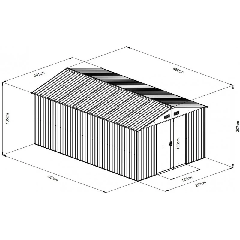 Abri De Jardin Métal 13,6m² WoodTouch Beige + Kit D'ancrage X-METAL 2 Abri De Jardin Métal 13,6m² WoodTouch Beige + Kit D'ancrage X-METAL – Image 2