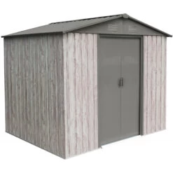 Abri De Jardin Métal 4,1m² WoodTouch Beige + Kit D'ancrage X-METAL