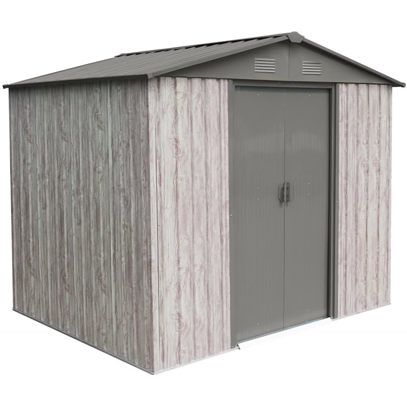 Abri De Jardin Métal 4,1m² WoodTouch Beige + Kit D'ancrage X-METAL 1 Abri De Jardin Métal 4,1m² WoodTouch Beige + Kit D'ancrage X-METAL