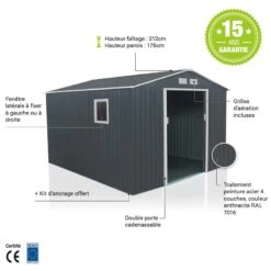 Abri De Jardin Métal 7,06m² PLUS Anthracite + Kit D'ancrage X-METAL 9 Abri De Jardin Métal 7,06m² PLUS Anthracite + Kit D'ancrage X-METAL -Outdoor Soldes abri de jardin metal 706m plus anthracite kit d ancrage x metal 3