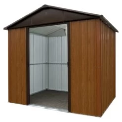 Abri De Jardin Métal Aspect Bois Et Marron 7,18m² + Kit D'ancrage Inclus - YARDMASTER -Outdoor Soldes abri de jardin metal aspect bois et marron 718m kit d ancrage inclus yardmaster 2