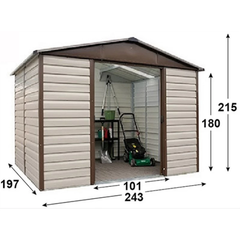 Abri De Jardin Métal Beige Et Marron 4,79m² + Kit D'ancrage Inclus - YARDMASTER 4 Abri De Jardin Métal Beige Et Marron 4,79m² + Kit D'ancrage Inclus - YARDMASTER – Image 4