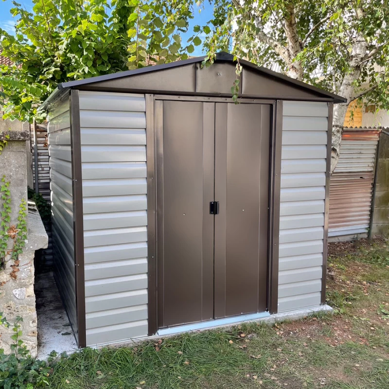 Abri De Jardin Métal Beige Et Marron 4,79m² + Kit D'ancrage Inclus - YARDMASTER 1 Abri De Jardin Métal Beige Et Marron 4,79m² + Kit D'ancrage Inclus - YARDMASTER