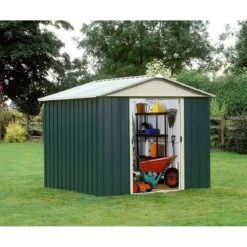 Abri De Jardin Métal Vert 8,48m² + Kit D'ancrage Inclus - YARDMASTER