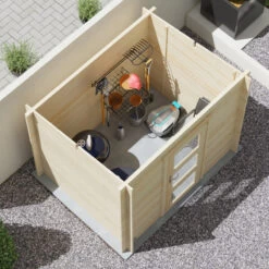 Abri De Jardin Monopente En Bois Massif 4,9m² JUNO MODERN – Madriers 19mm – Forest Style -Outdoor Soldes abri de jardin monopente en bois massif 49m landes madriers 19mm forest style 3