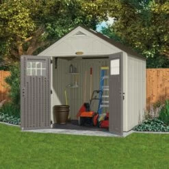 Abri De Jardin Polyéthylène 35mm 5,53m² Woodgrain + Plancher SUNCAST -Outdoor Soldes abri de jardin polyethylene 35mm 553m woodgrain plancher suncast 2