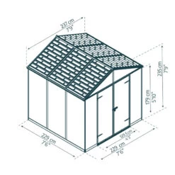 Abri De Jardin RUBICON 5,4m² En Aluminium Et Polycarbonate - Canopia By Palram -Outdoor Soldes abri de jardin rubicon 237x229cm en aluminium et polycarbonate canopia by palram 2