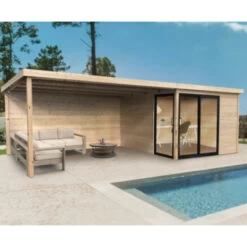 Abri De Jardin Sagres 23m² En Bois Massif 28mm Avec Terrasse Couverte - SOLID -Outdoor Soldes abri de jardin sagres 23m en bois massif 28mm avec terrasse couverte solid 3