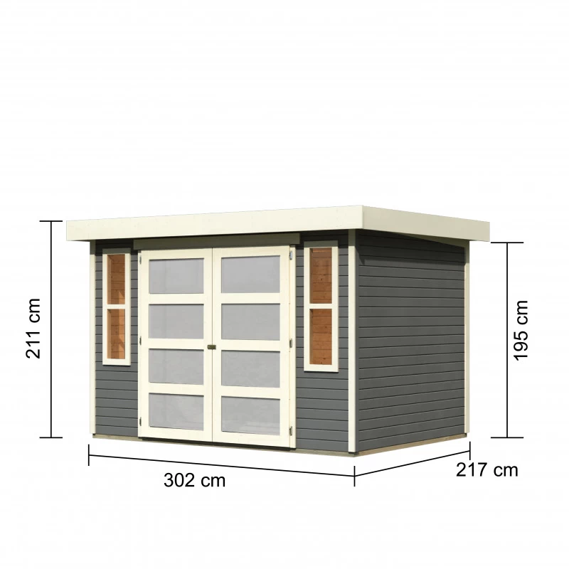 Abri De Jardin Toit Plat 6,55m² Bois Gris 19mm Mühlendorf 4 - Karibu 4 Abri De Jardin Toit Plat 6,55m² Bois Gris 19mm Mühlendorf 4 - Karibu – Image 4