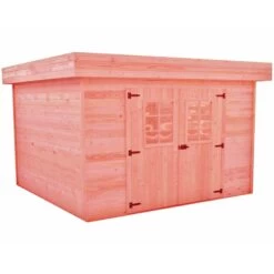 Abri Toit Plat En Madriers Douglas 28mm DINAN 14,81m² + Toiture Bac Acier - HABRITA -Outdoor Soldes abri dinan 1474m en madriers douglas 28mm sans plancher habrita 2