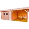 Abri Toit Plat En Douglas DINAN 20,64m² Madriers 28mm Avec Terrasse + Toiture Bac Acier - HABRITA