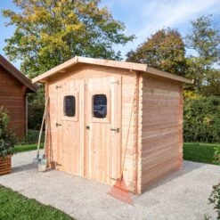 Abri En Madriers Douglas 28mm DOMMAR 6,33m² + Couverture Onduline - HABRITA -Outdoor Soldes abri dommar 633m en madriers douglas 28mm sans plancher habrita 3