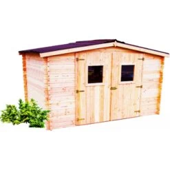 Abri De Jardin En Bois De Douglas 9,85m² DUBLIN 28mm + Couverture Onduline - HABRITA -Outdoor Soldes abri dublin 532m en madriers douglas 28mm sans plancher habrita 2