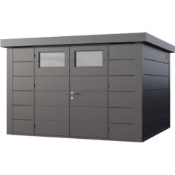 Abri En Acier Galvanisé Gris Anthracite 9,8m² Avec Double Porte Eleganto 3330 Telluria