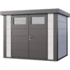 Abri En Acier Galvanisé Gris Blanc 5,6m² Avec Double Porte Eleganto 2721 Telluria