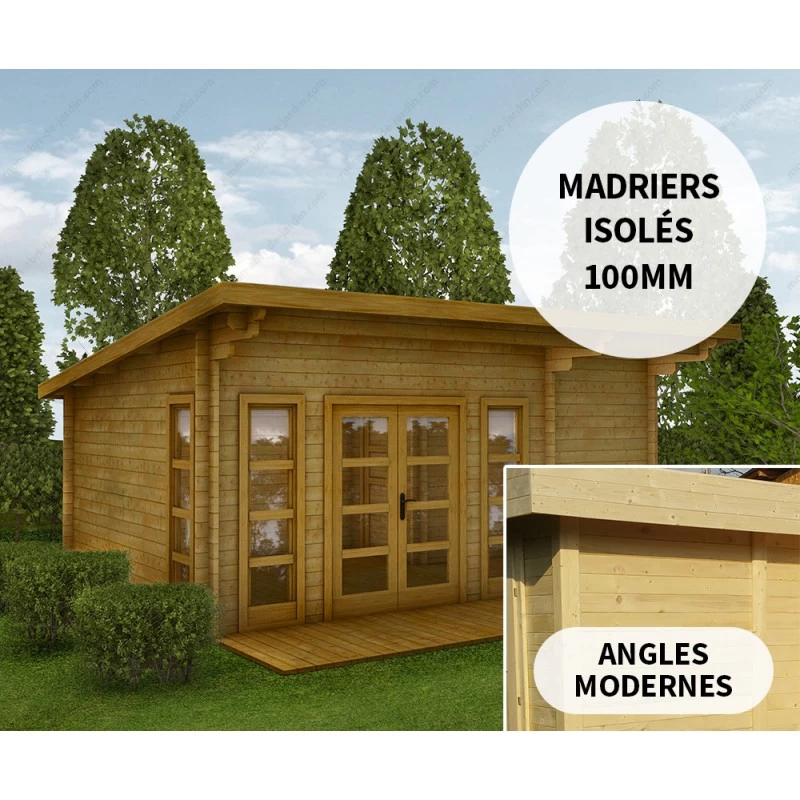 Abri En Bois 22m² Isolation Parois 100mm Traité Marron Gardy Shelter 1 Abri En Bois 22m² Isolation Parois 100mm Traité Marron Gardy Shelter