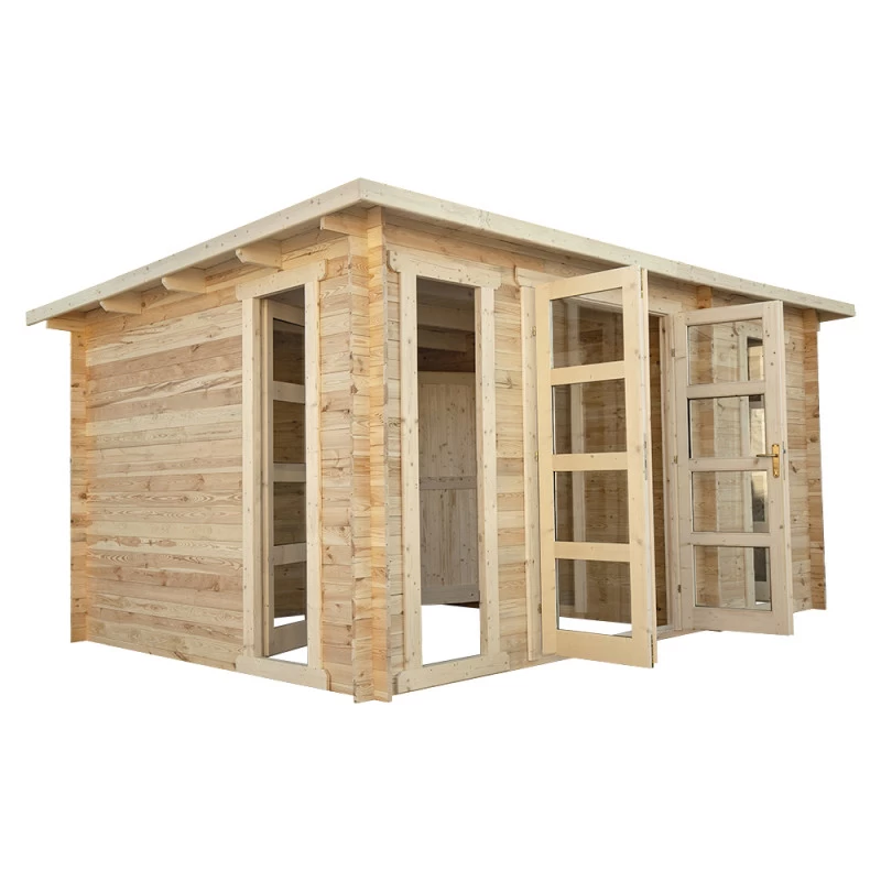 Abri En Bois Cloisonné 15m² MODERNE Traité Marron 28mm Gardy Shelter 6 Abri En Bois Cloisonné 15m² MODERNE Traité Marron 28mm Gardy Shelter – Image 6